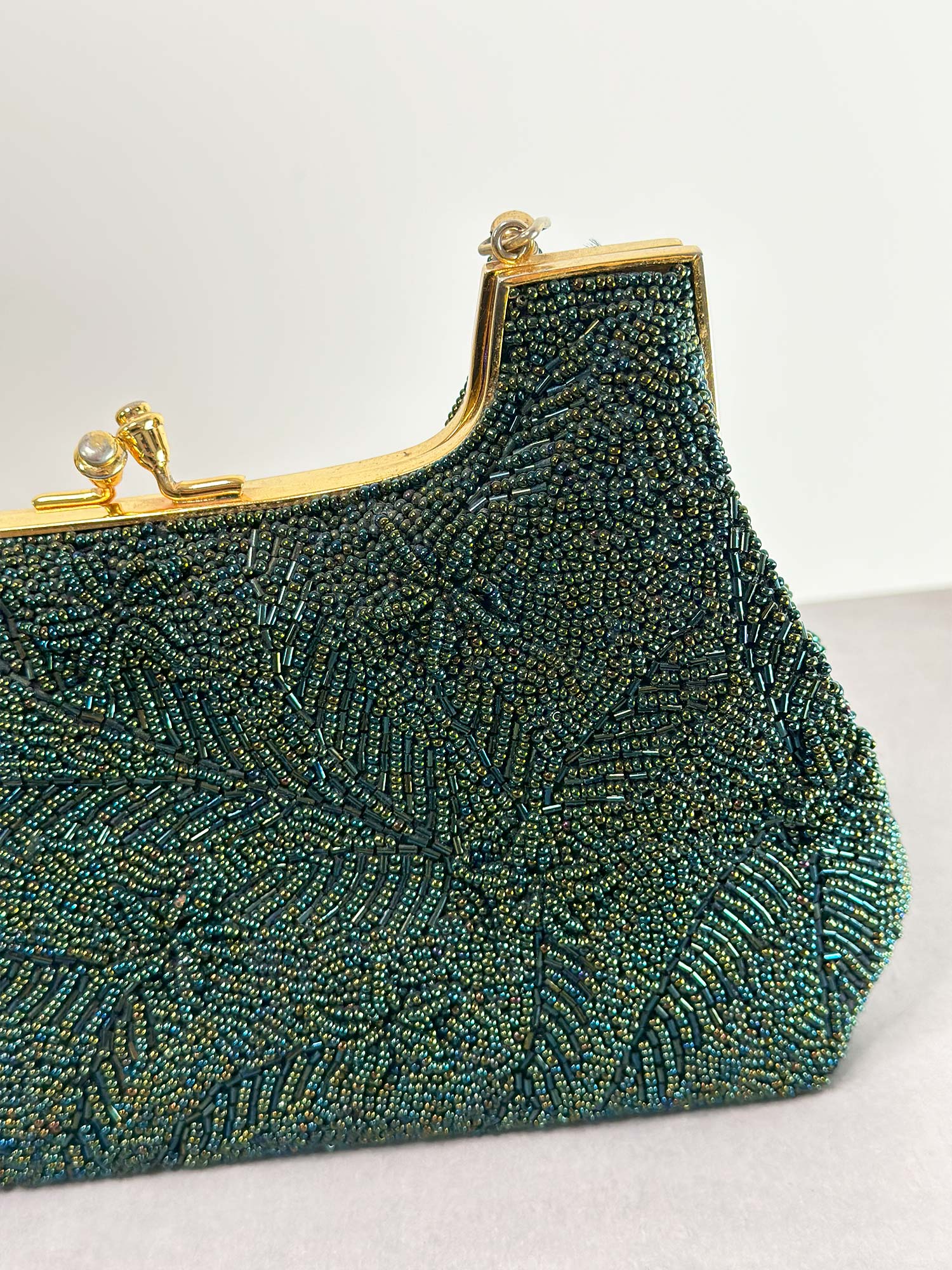 LUXUS PERLEN TASCHE SMARAGD GRÜN