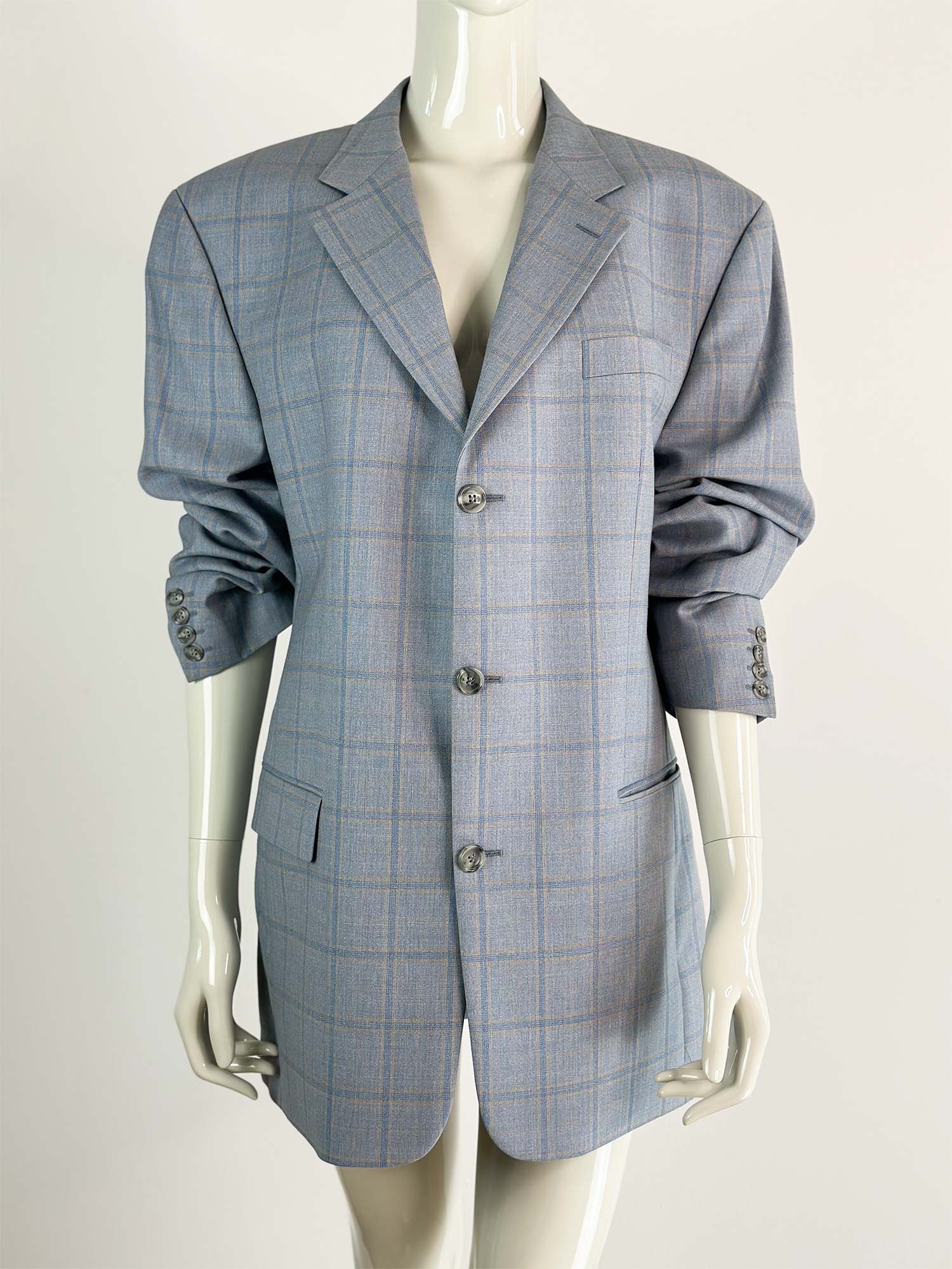 OVERSIZED BLAZER  HELLBLAU KARIERT