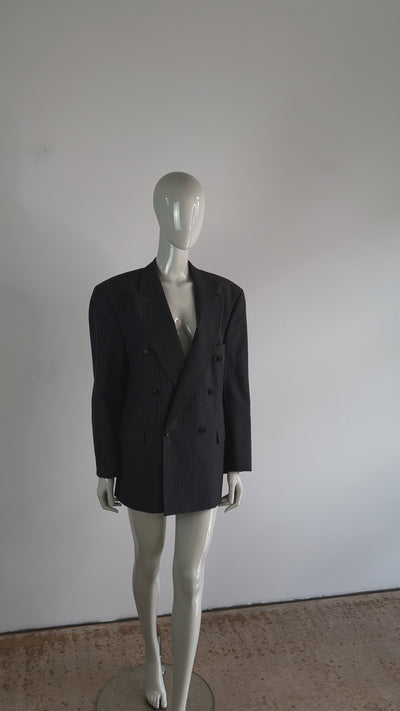 VINTAGE OVERSIZED BLAZER GRAU LINIERT