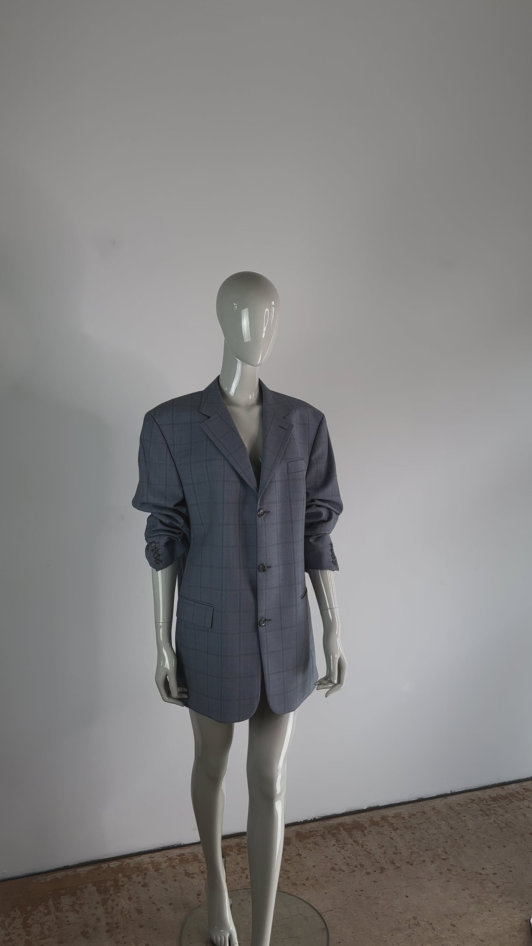 OVERSIZED BLAZER  HELLBLAU KARIERT