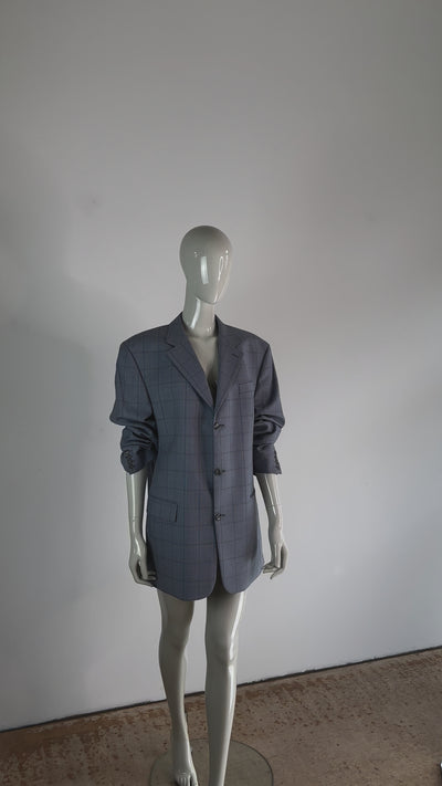 OVERSIZED BLAZER  HELLBLAU KARIERT